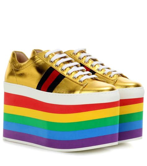 gucci rainbow shoes replica|gucci rainbow platform shoes.